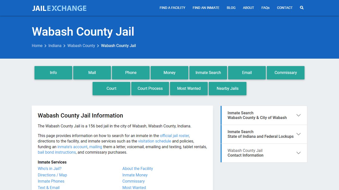 Wabash County Jail, IN Inmate Search, Information